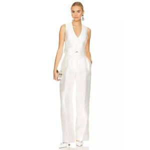 SOLD NWT Ronny Kobo Foxy Vest + Carrine Pant Satin Suit Set Ivory White S $676